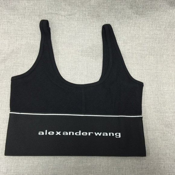 Women's Alexander wang logo elastic bra in ribbed jersey   Size M - Picture 1 of 4